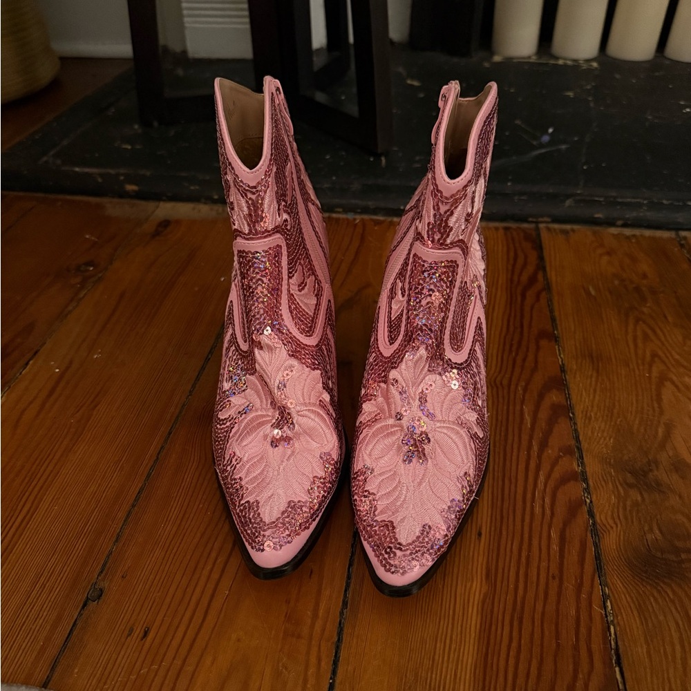 Pink Sequin Embellished Women's Boots